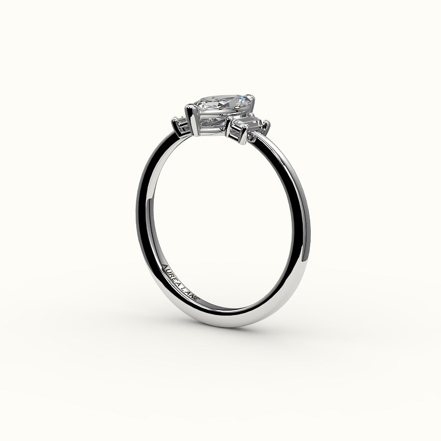Marquise Cut Three-Stone Setting with Vertical Baguettes
