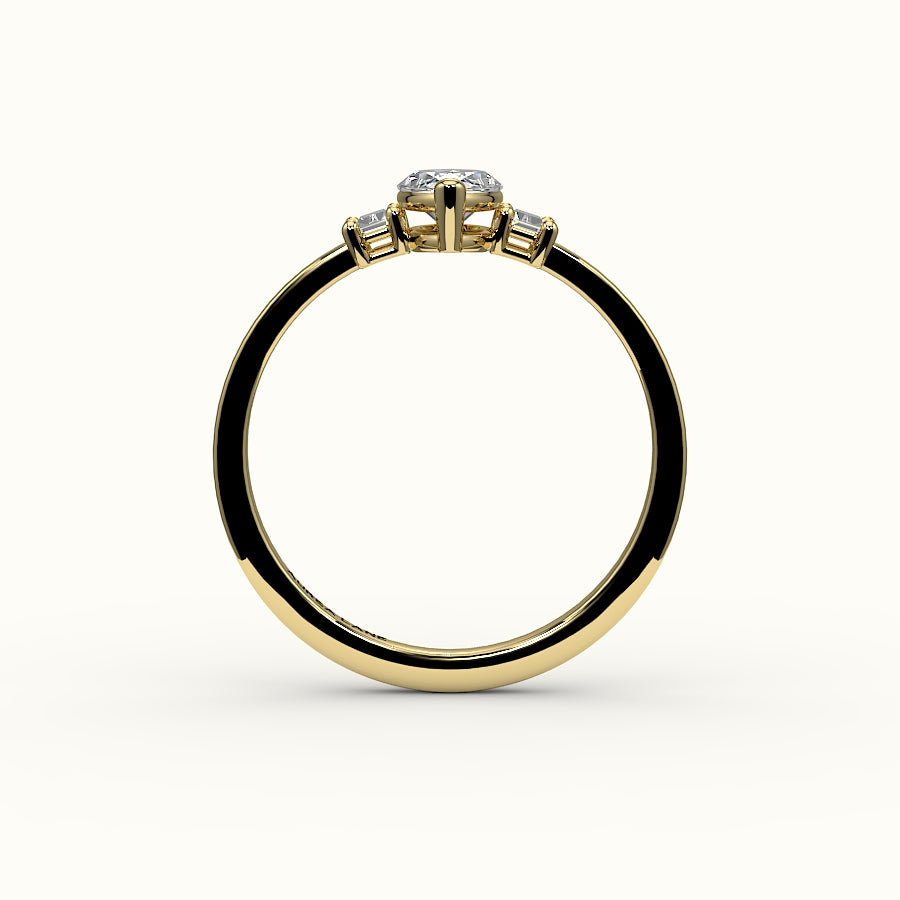 Marquise Cut Three-Stone Setting with Vertical Baguettes