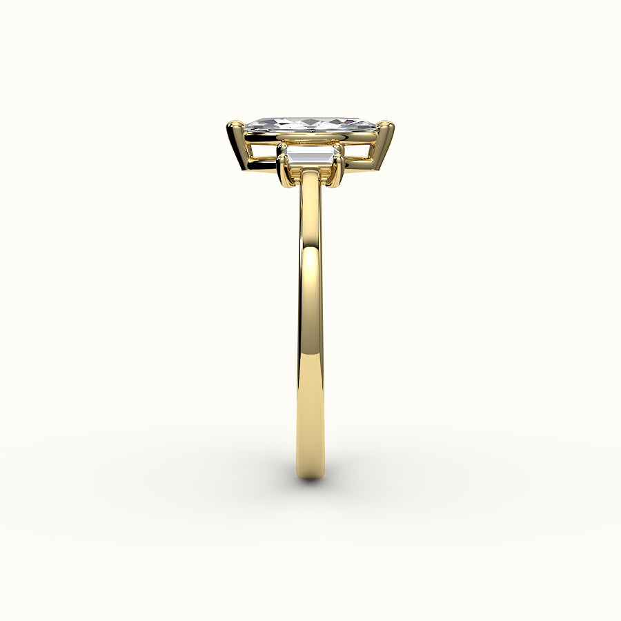 Marquise Cut Three-Stone Setting with Vertical Baguettes
