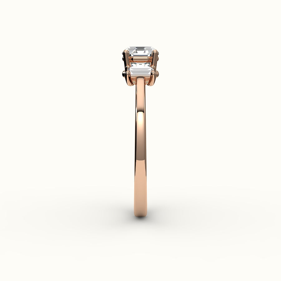Octagon Cut Three-Stone Setting with Vertical Baguettes