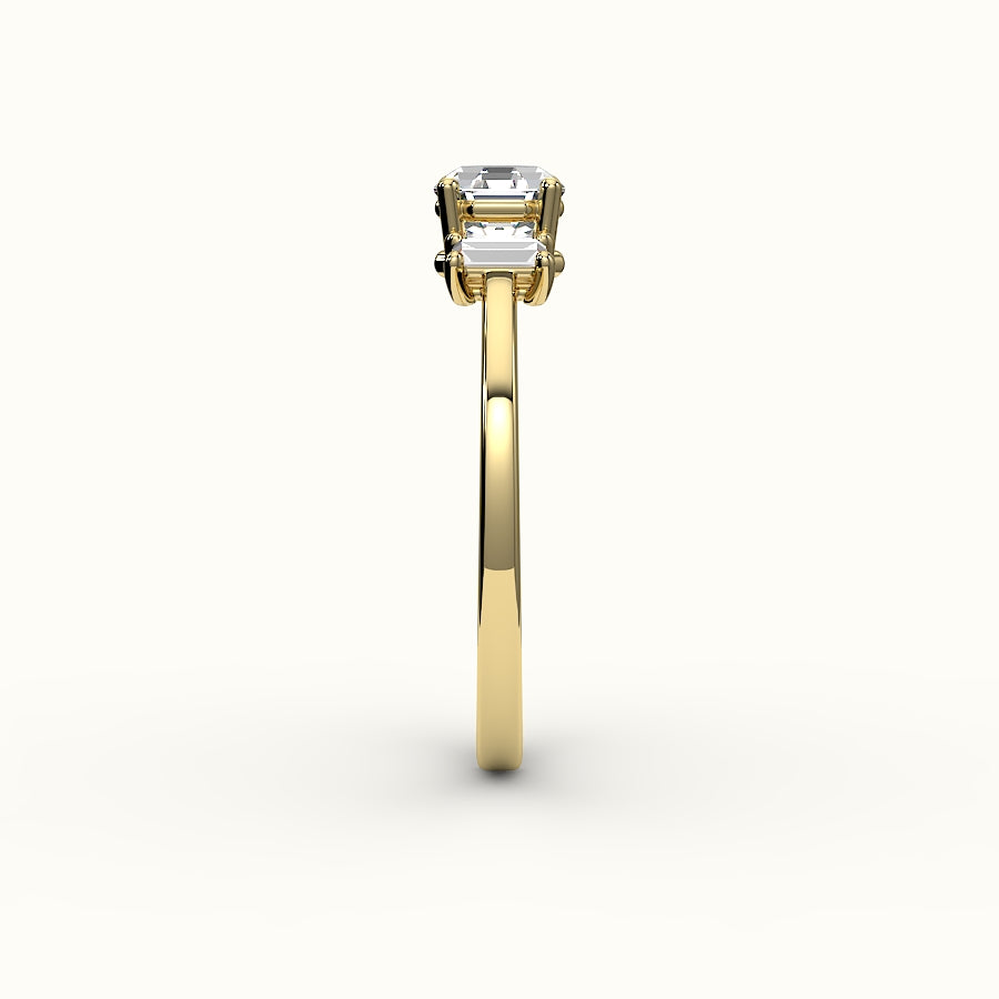 Octagon Cut Three-Stone Setting with Vertical Baguettes