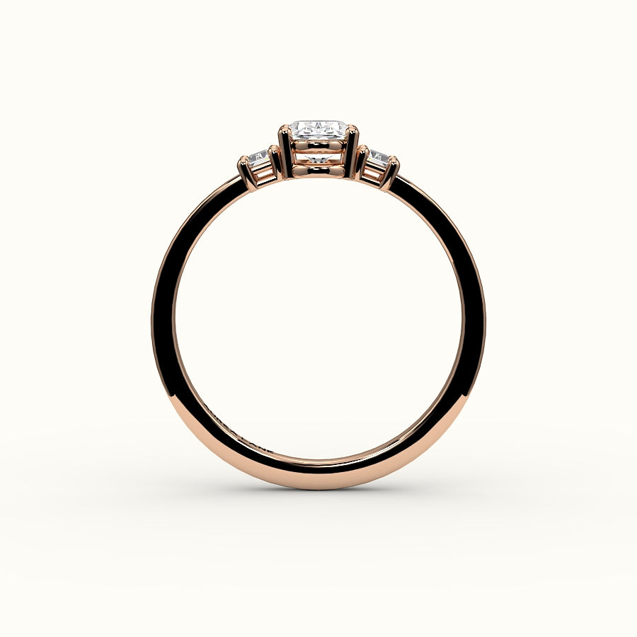Oval Cut Three-Stone Setting with Vertical Baguettes