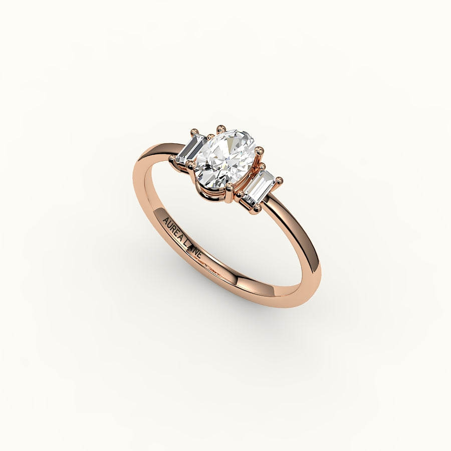 Oval Cut Three-Stone Setting with Vertical Baguettes