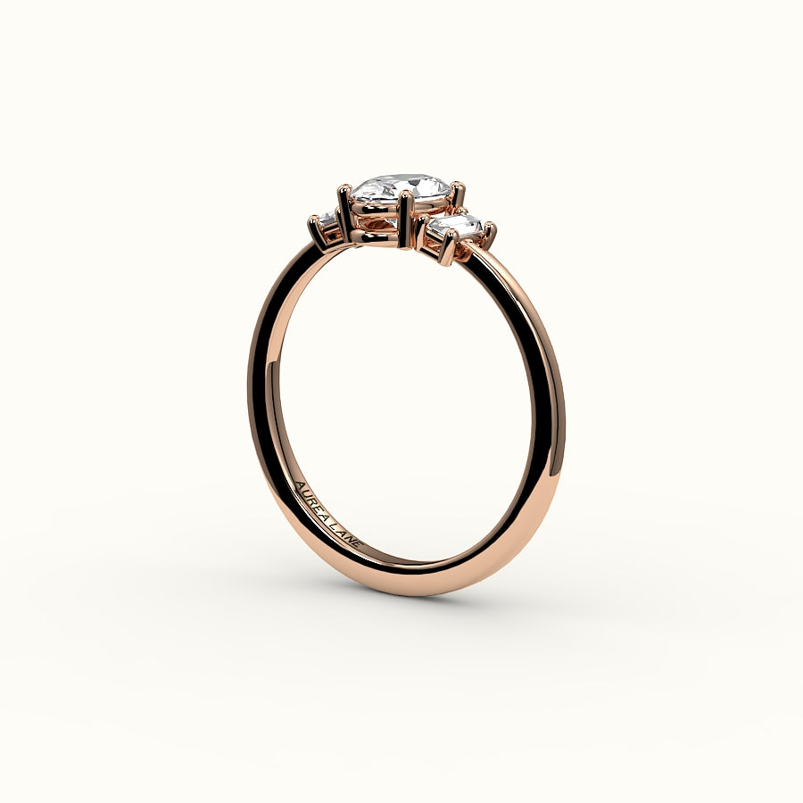 Oval Cut Three-Stone Setting with Vertical Baguettes