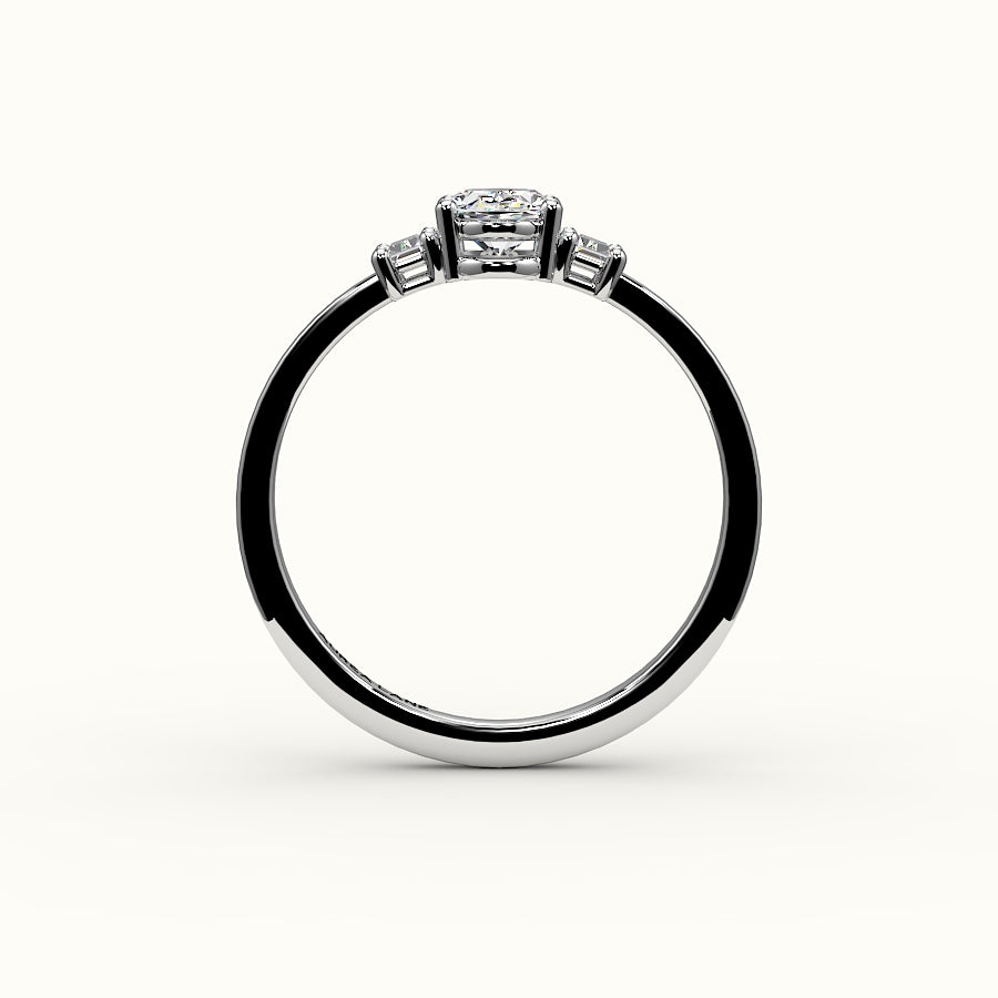 Oval Cut Three-Stone Setting with Vertical Baguettes