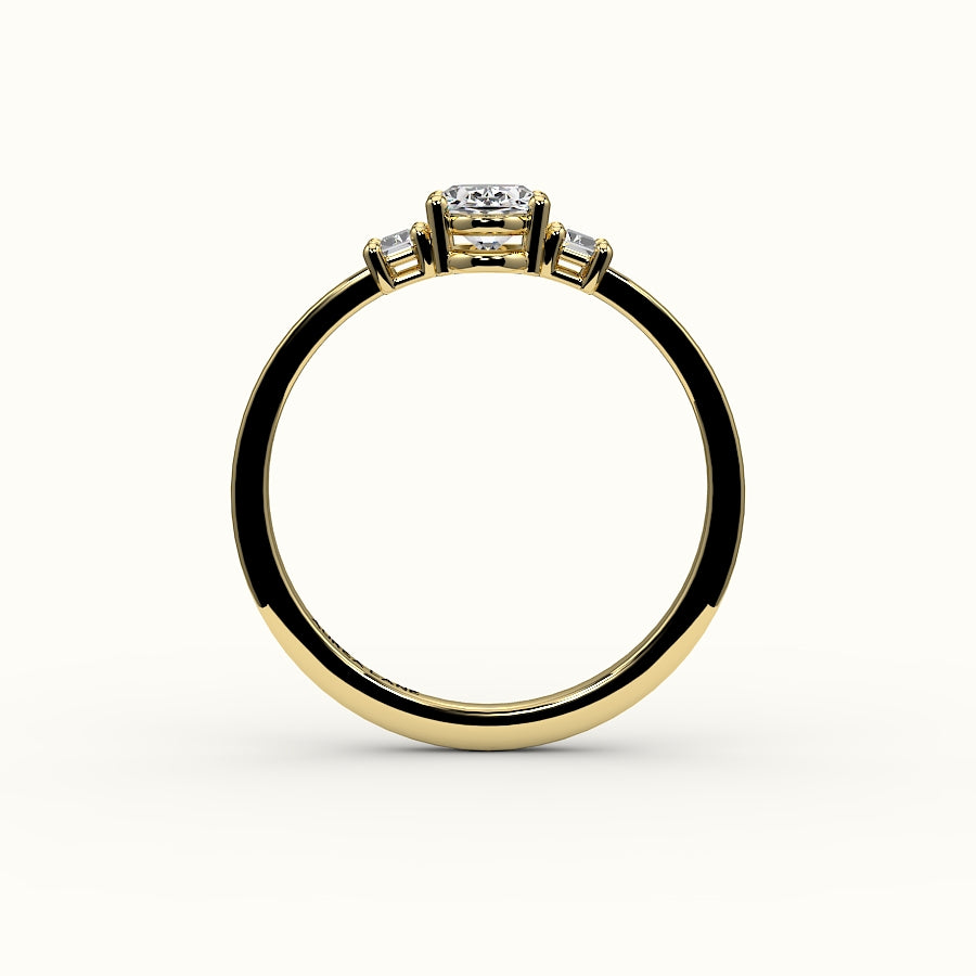 Oval Cut Three-Stone Setting with Vertical Baguettes