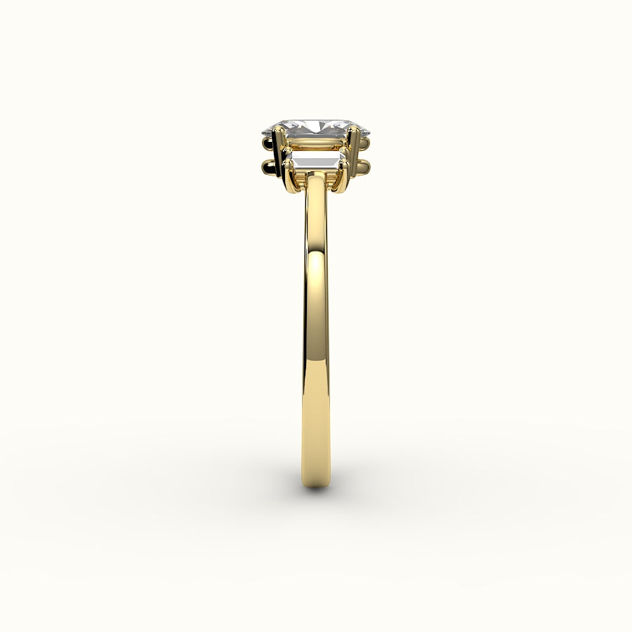 Oval Cut Three-Stone Setting with Vertical Baguettes