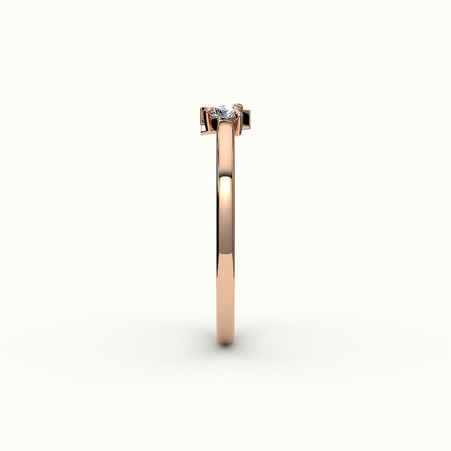 Heart Cut Initial and Diamond Ring