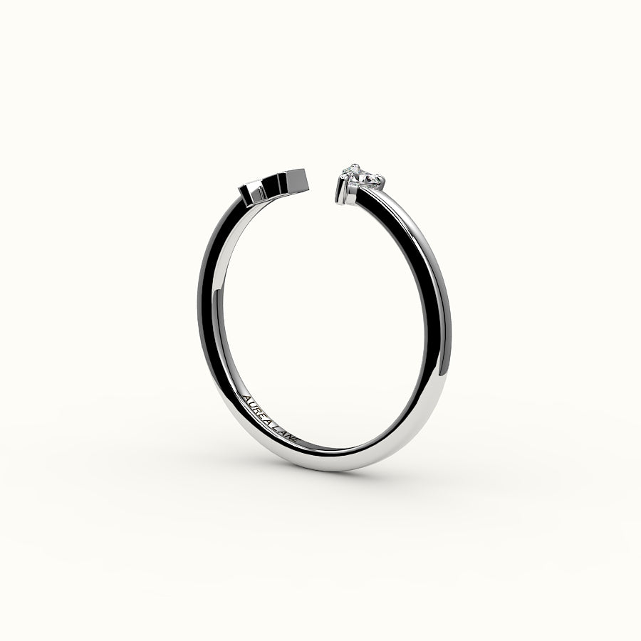 Heart Cut Initial and Diamond Ring