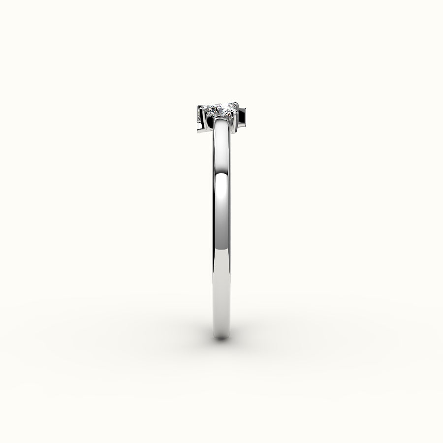 Heart Cut Initial and Diamond Ring