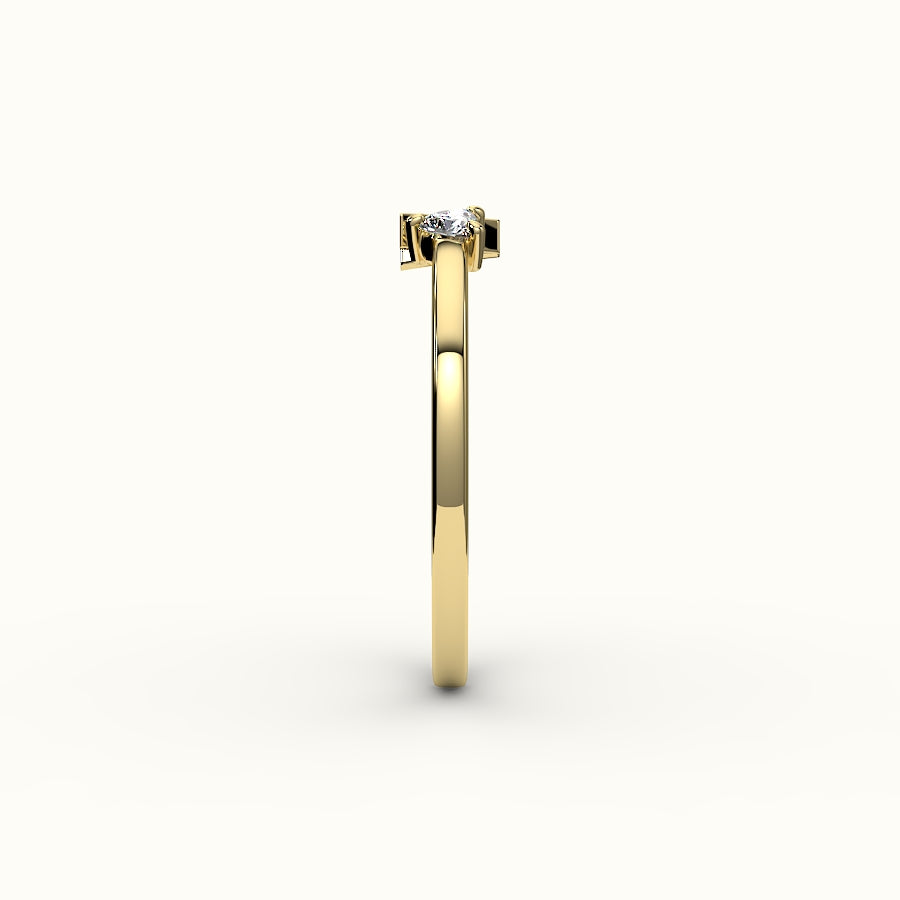 Heart Cut Initial and Diamond Ring