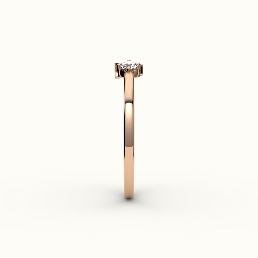 Round Cut Initial and Diamond Ring