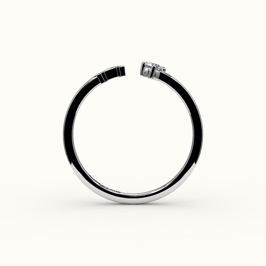 Round Cut Initial and Diamond Ring