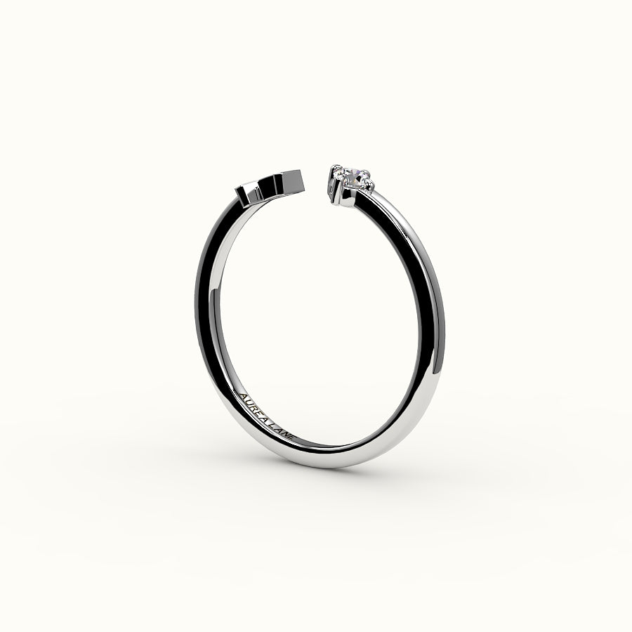 Round Cut Initial and Diamond Ring