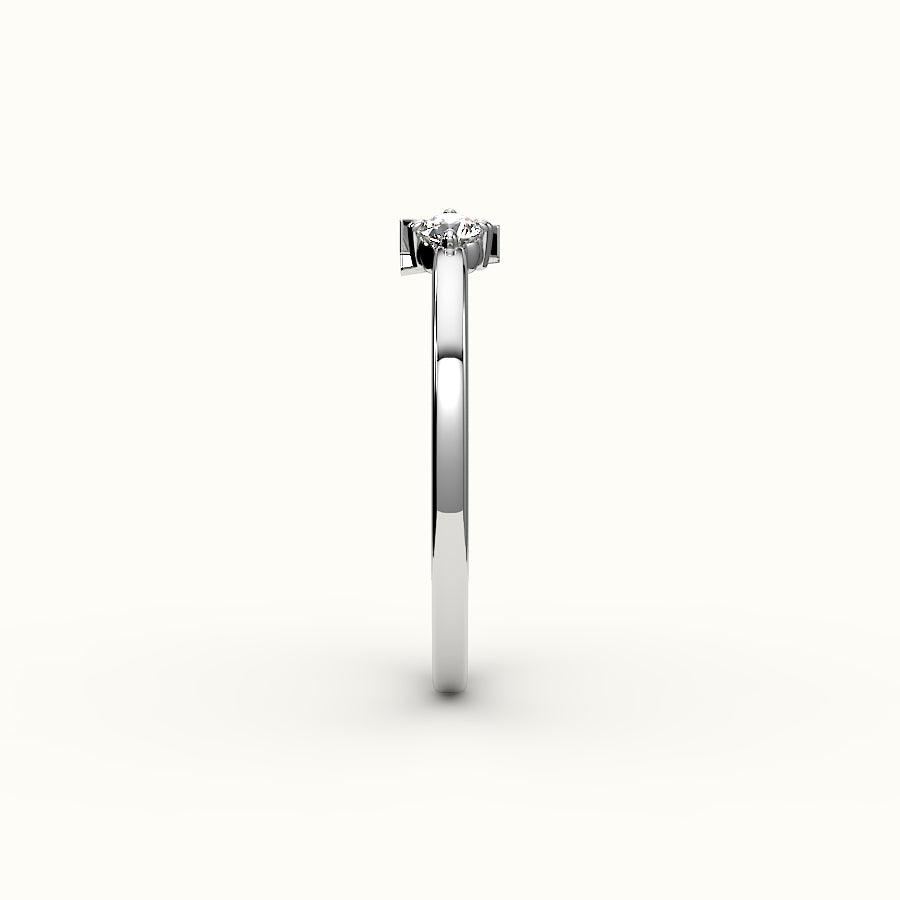 Round Cut Initial and Diamond Ring