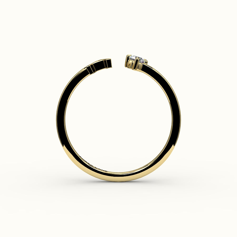 Round Cut Initial and Diamond Ring