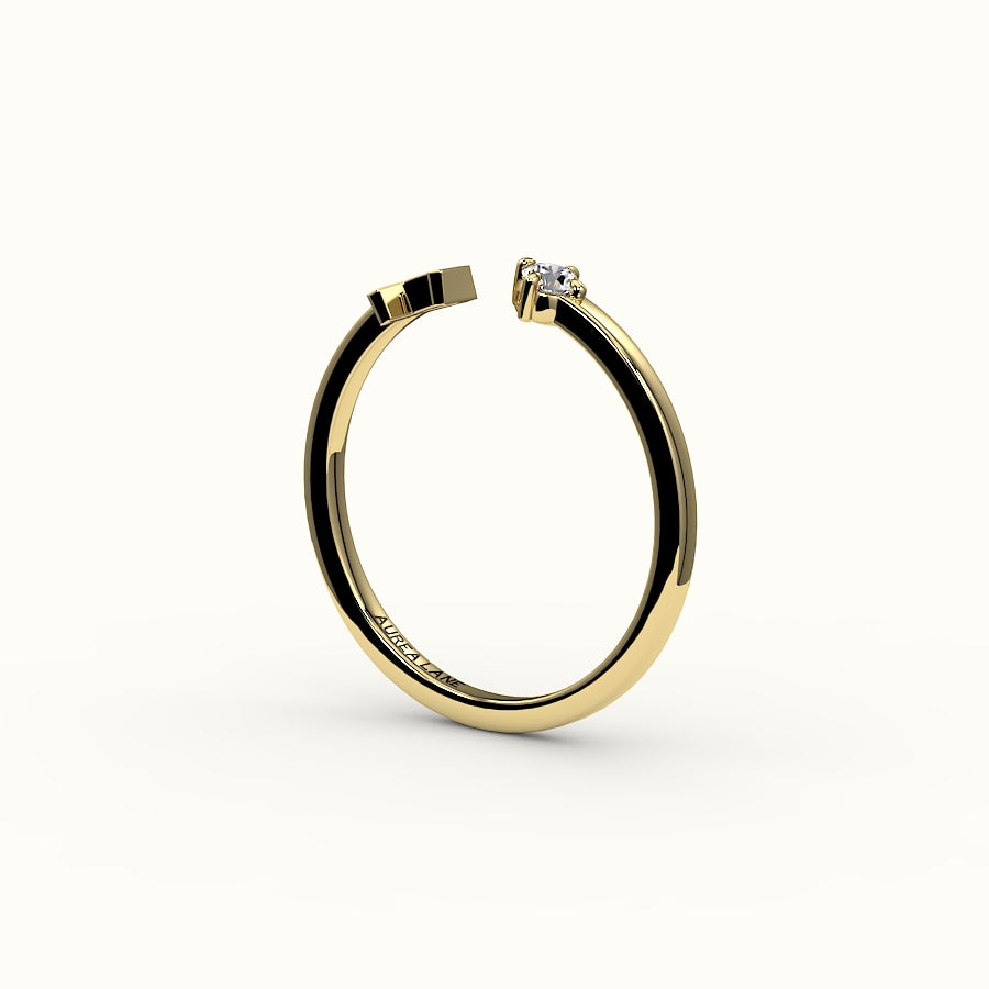 Round Cut Initial and Diamond Ring