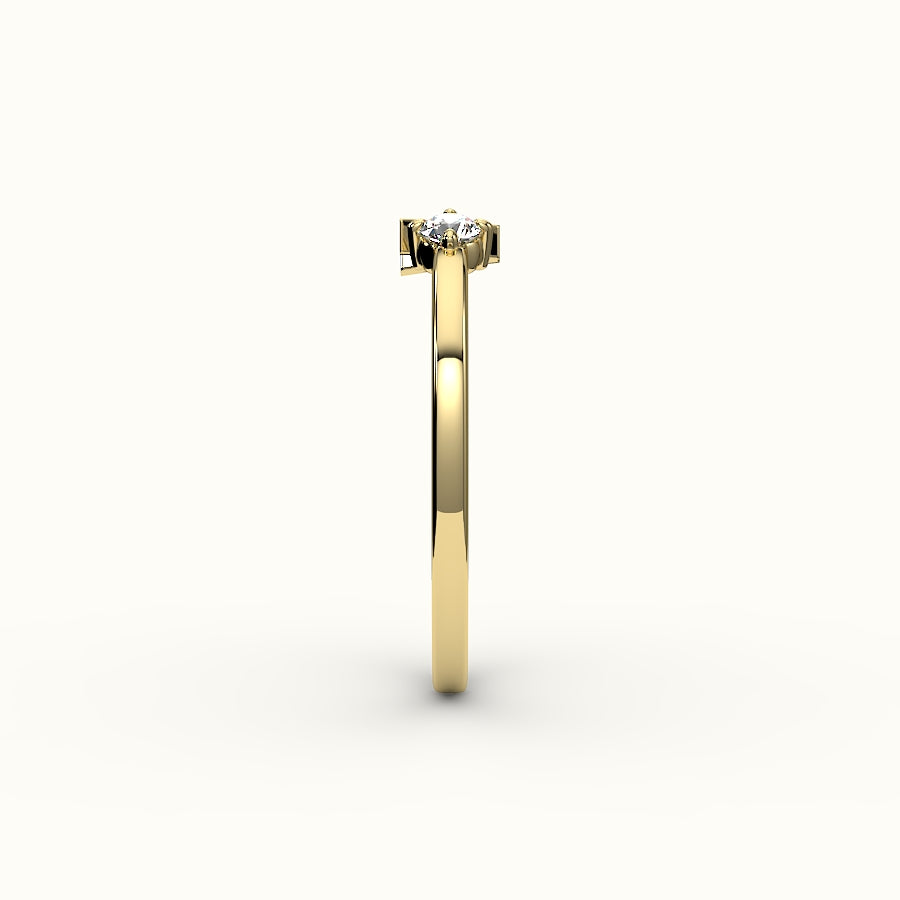 Round Cut Initial and Diamond Ring