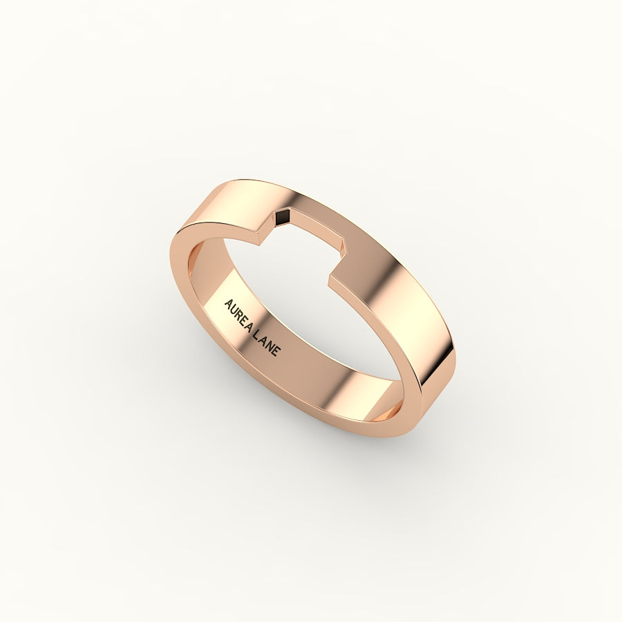 Classic Radiant or Emerald Cut Carved Wedding Band