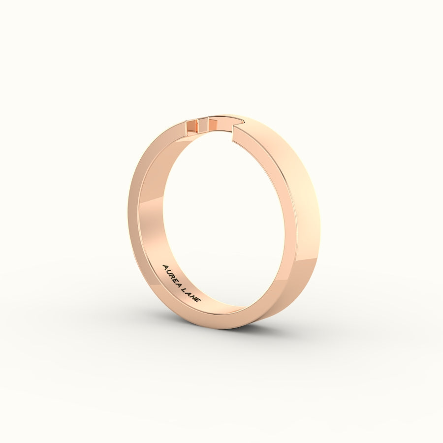 Classic Radiant or Emerald Cut Carved Wedding Band