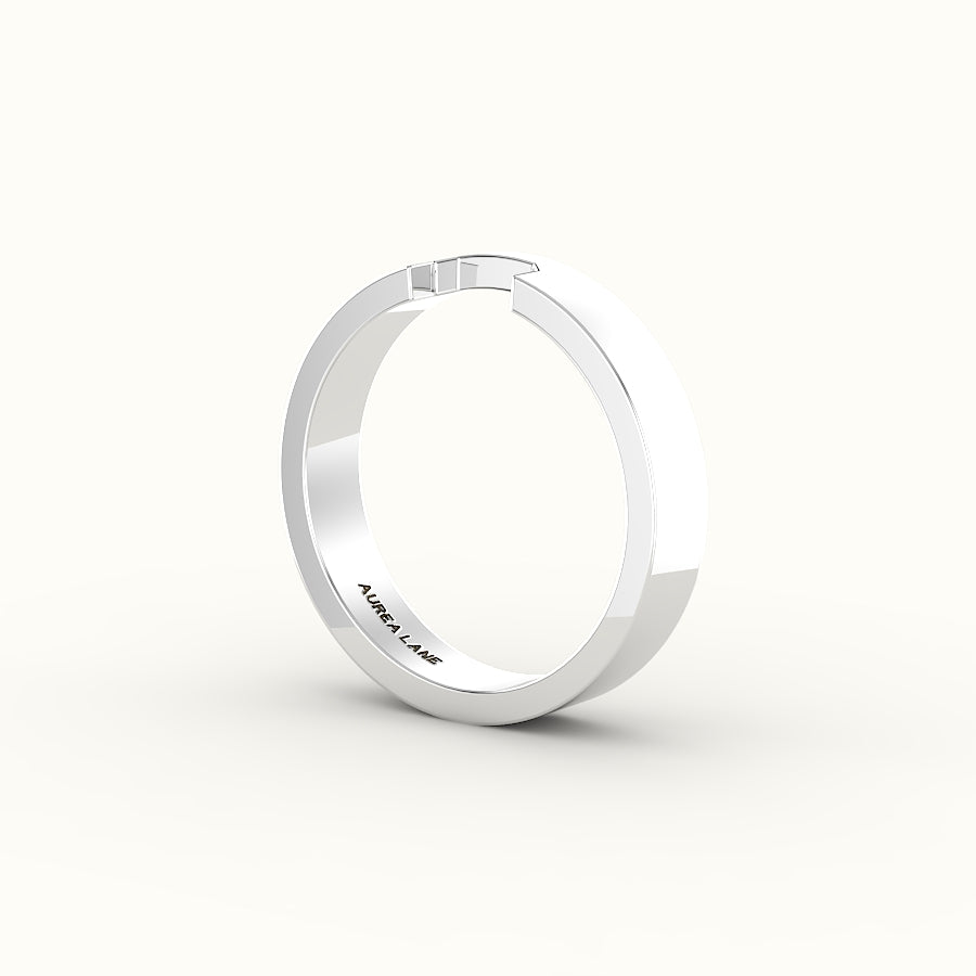 Classic Radiant or Emerald Cut Carved Wedding Band