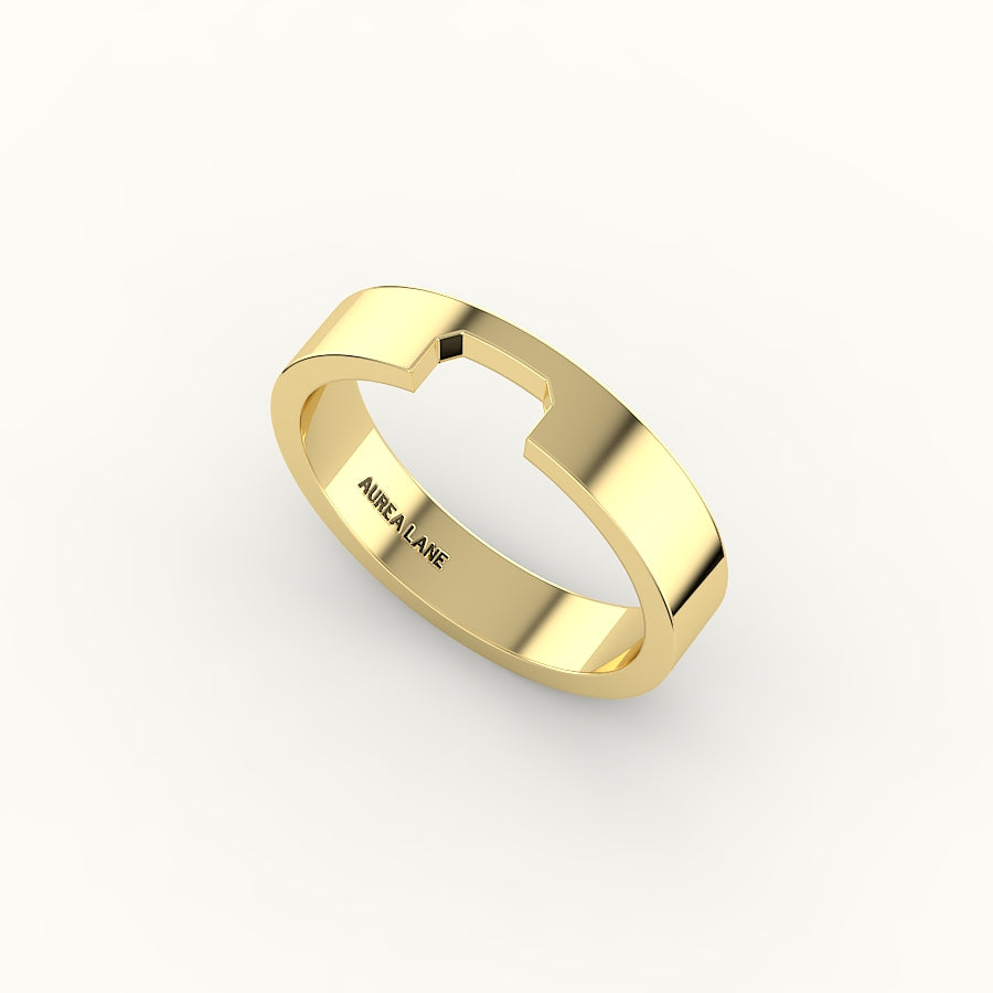 Classic Radiant or Emerald Cut Carved Wedding Band