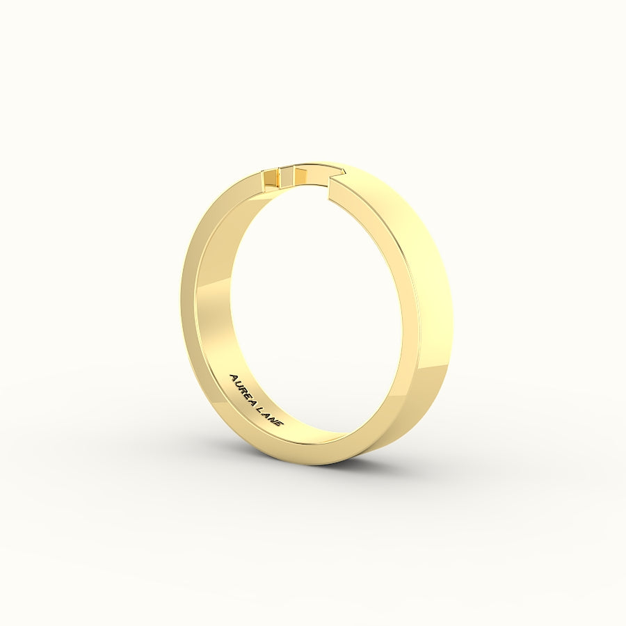 Classic Radiant or Emerald Cut Carved Wedding Band