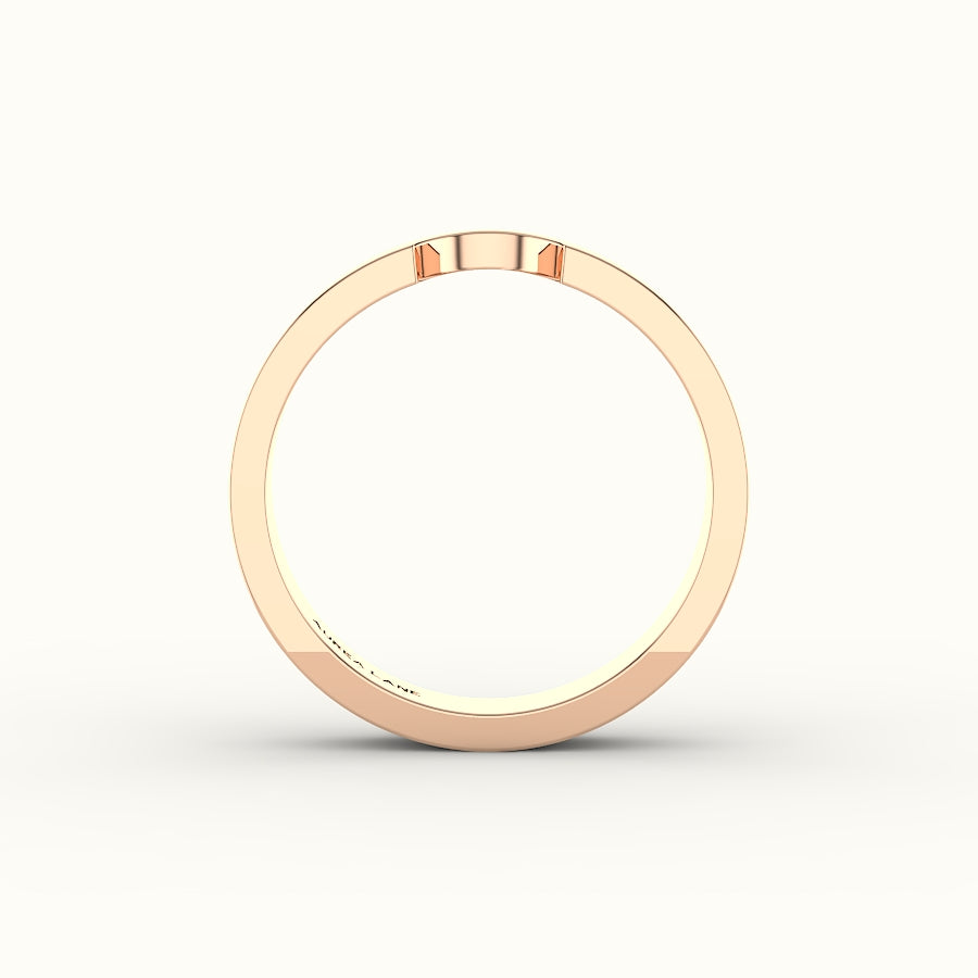Classic Round Cut Carved Wedding Band