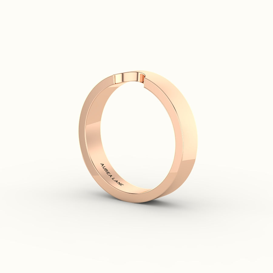 Classic Round Cut Carved Wedding Band