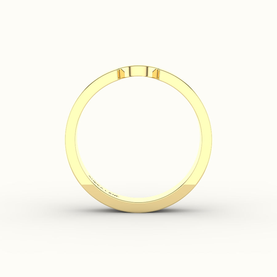 Classic Round Cut Carved Wedding Band