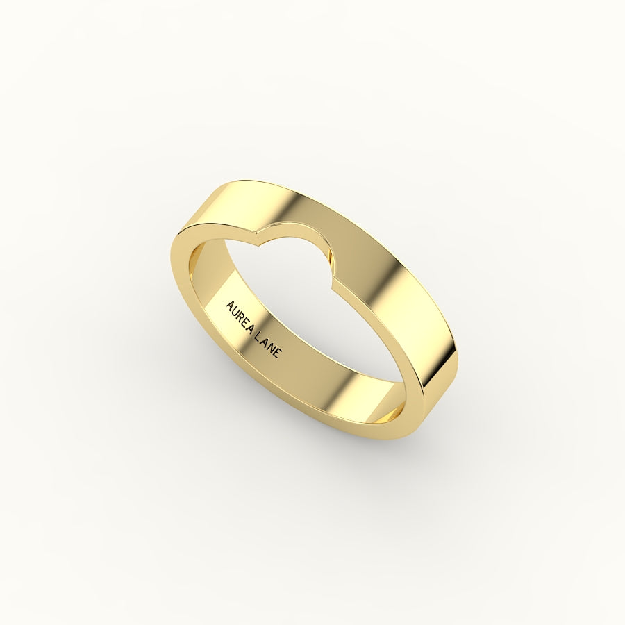 Classic Round Cut Carved Wedding Band