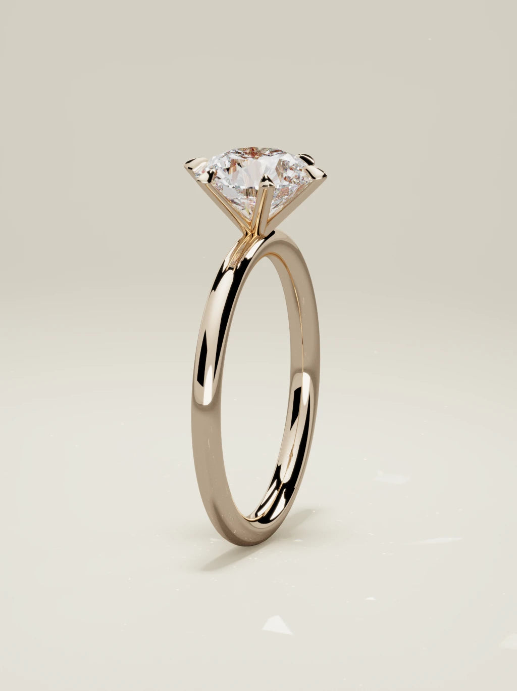 The Alba, solitario con diamante redondo de laboratorio en oro rosa 14K, de pie, vista frontal