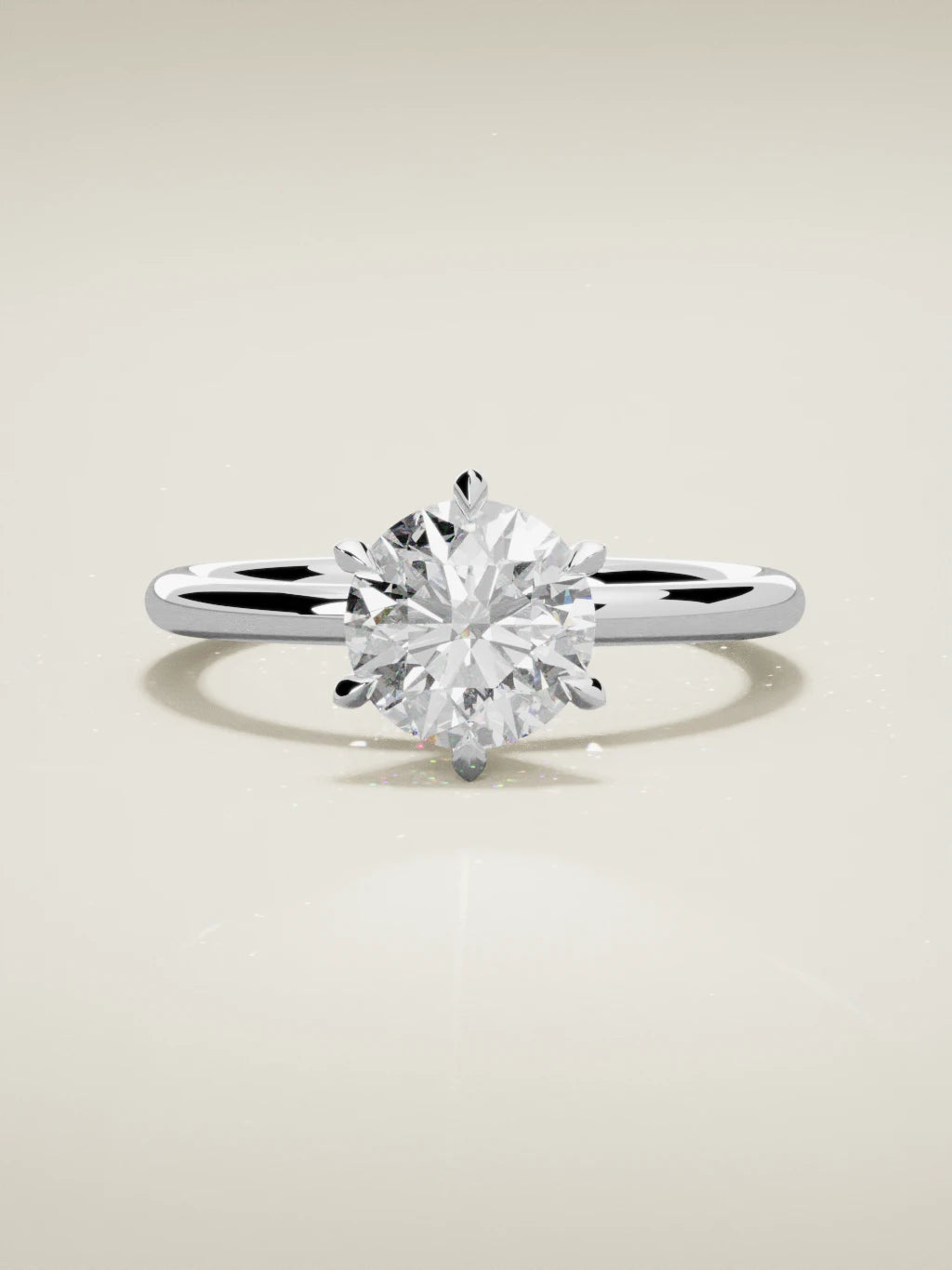 The Alba, solitario con diamante redondo de laboratorio en oro blanco 14K, vista frontal