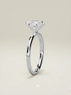The Alba, solitario con diamante redondo de laboratorio en oro blanco 14K, de pie, vista frontal