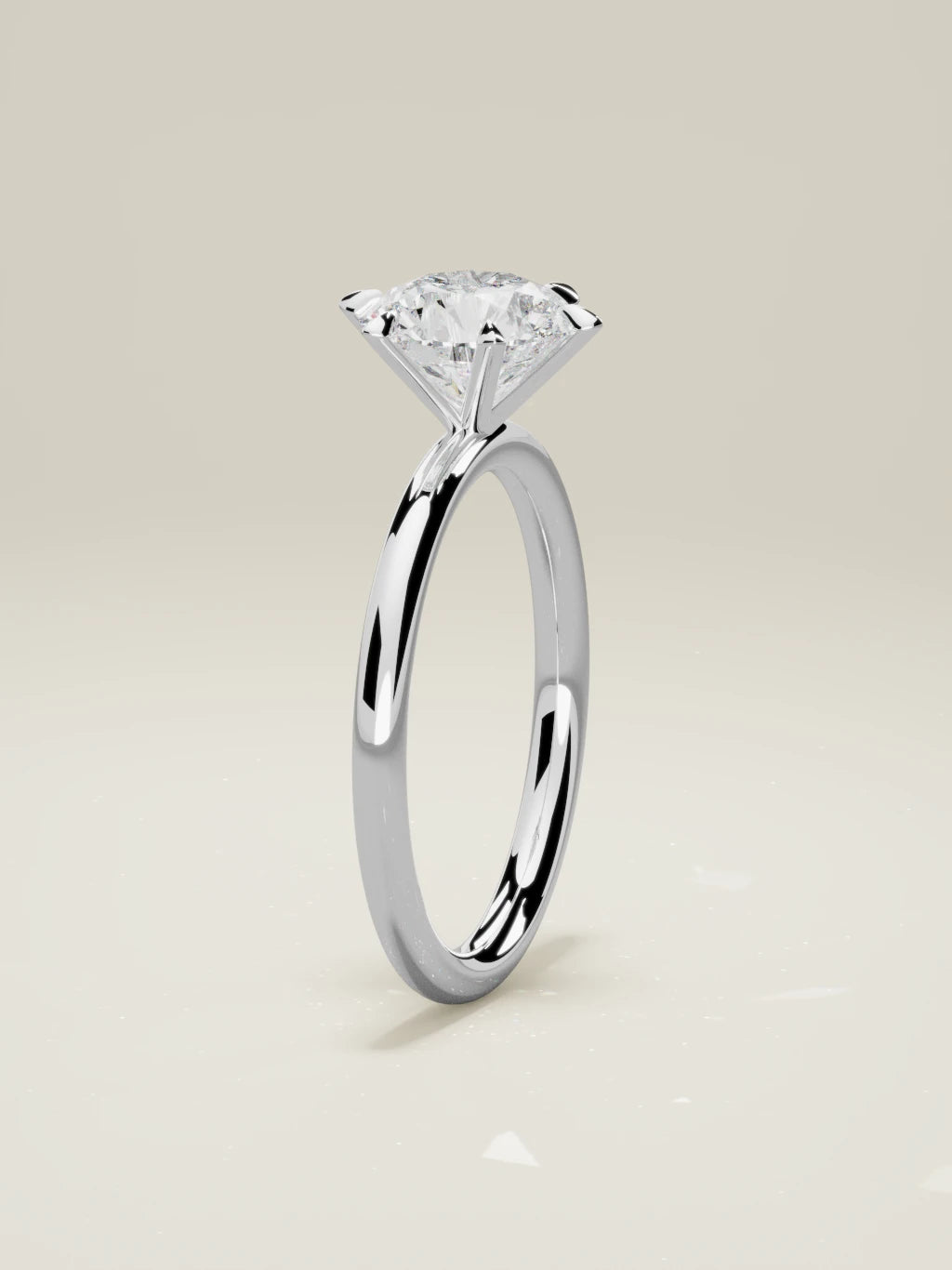 The Alba, solitario con diamante redondo de laboratorio en oro blanco 14K, de pie, vista frontal