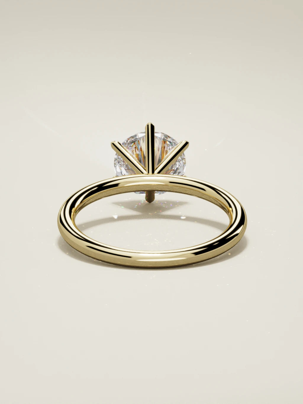 The Alba, solitario con diamante redondo de laboratorio en oro amarillo 14K, vista trasera
