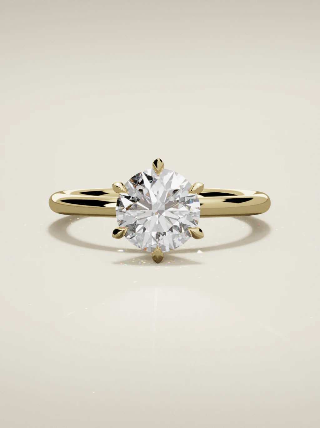 The Alba, solitario con diamante redondo de laboratorio en oro amarillo 14K, vista frontal