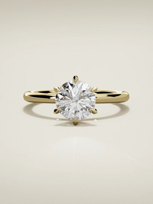 The Alba round lab-grown diamond solitaire in 14K yellow gold, front view