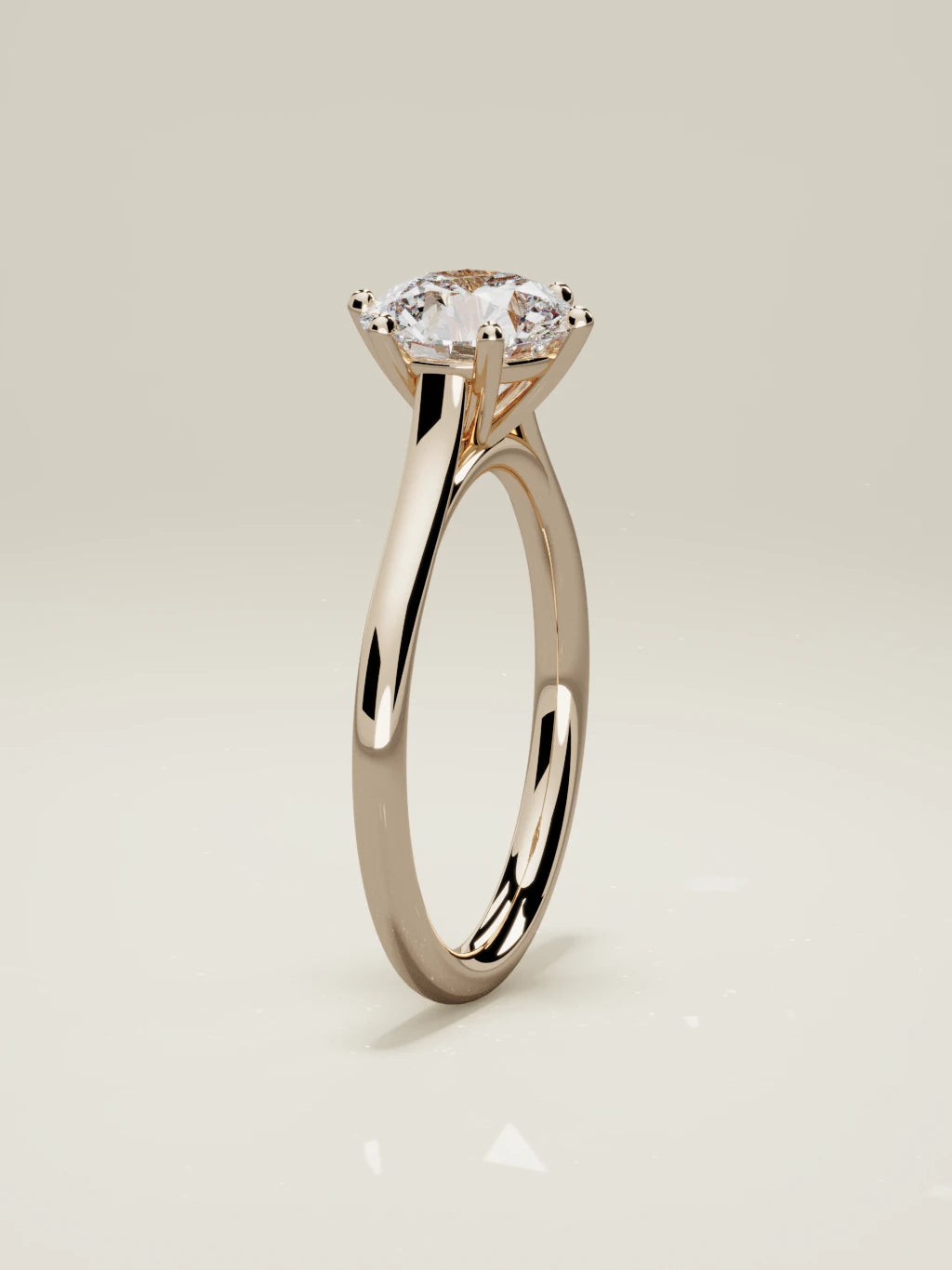 The Altar round lab-grown diamond solitaire in 14K rose gold, standing front view