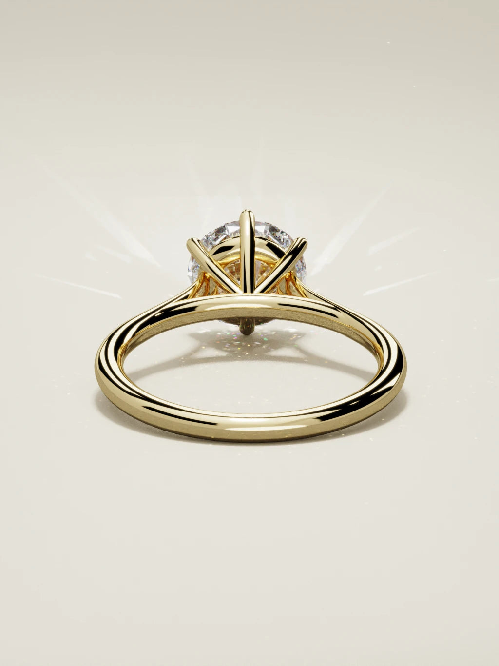The Altar round lab-grown diamond solitaire in 14K yellow gold, back view