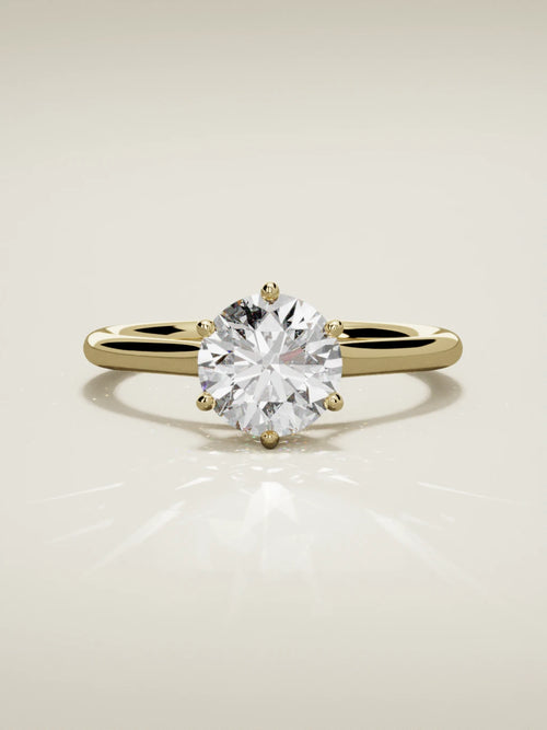 The Altar round lab-grown diamond solitaire in 14K yellow gold, front view