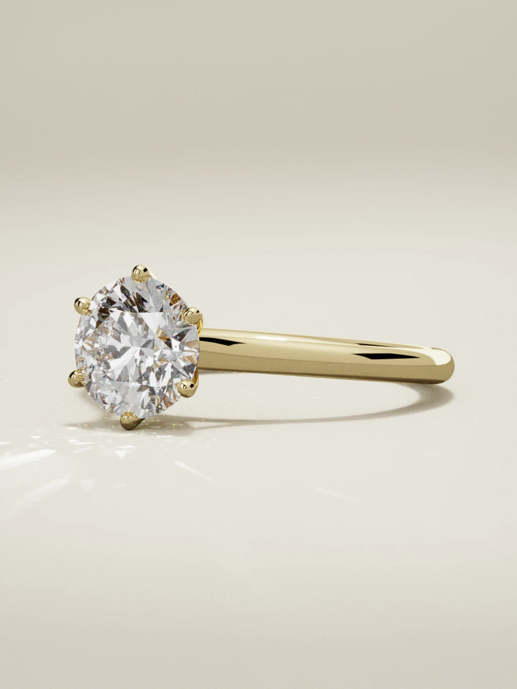 The Altar round lab-grown diamond solitaire in 14K yellow gold, three-quarter view