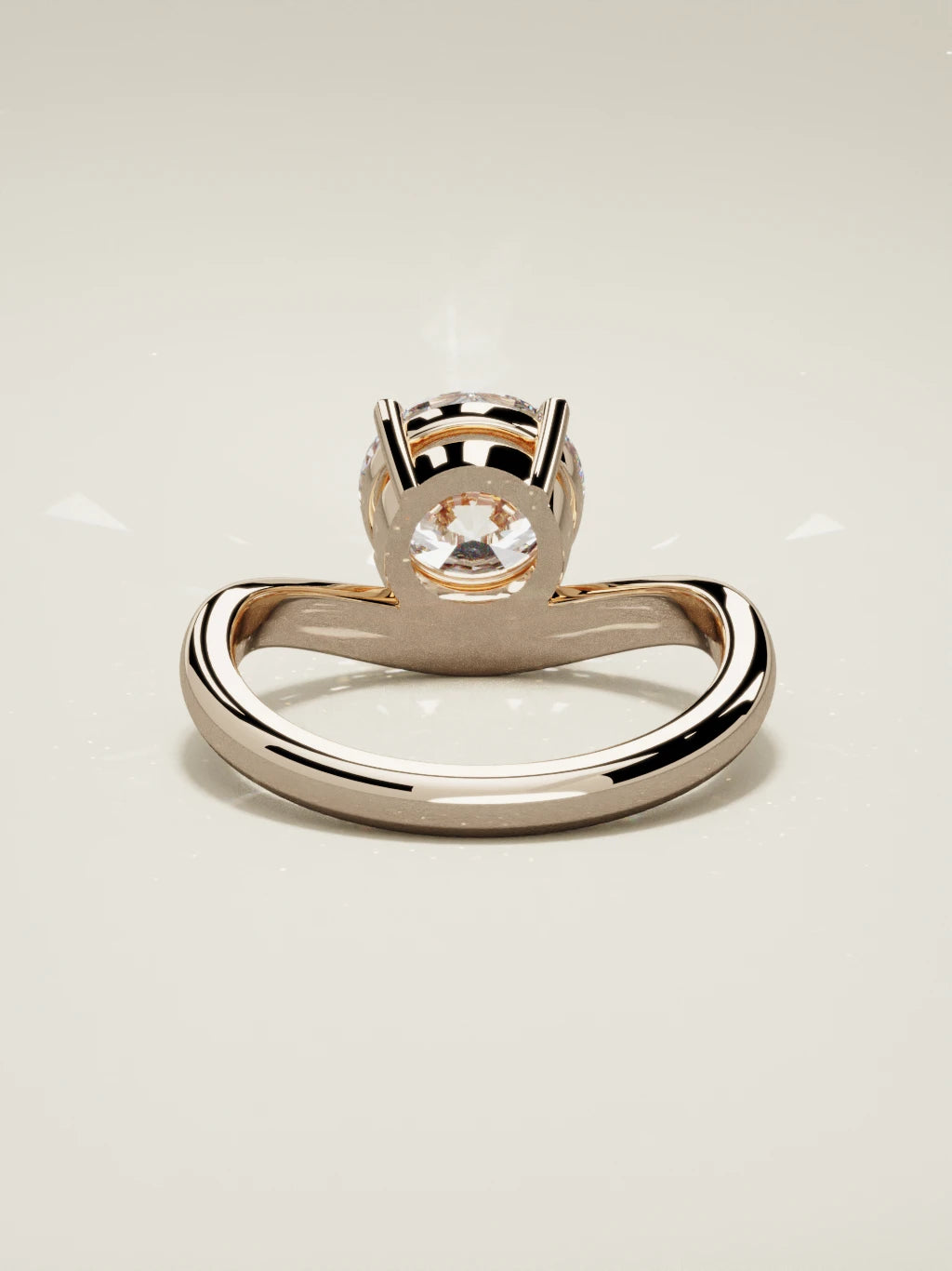 The Arco, solitario con diamante redondo de laboratorio en oro rosa 14K, vista trasera