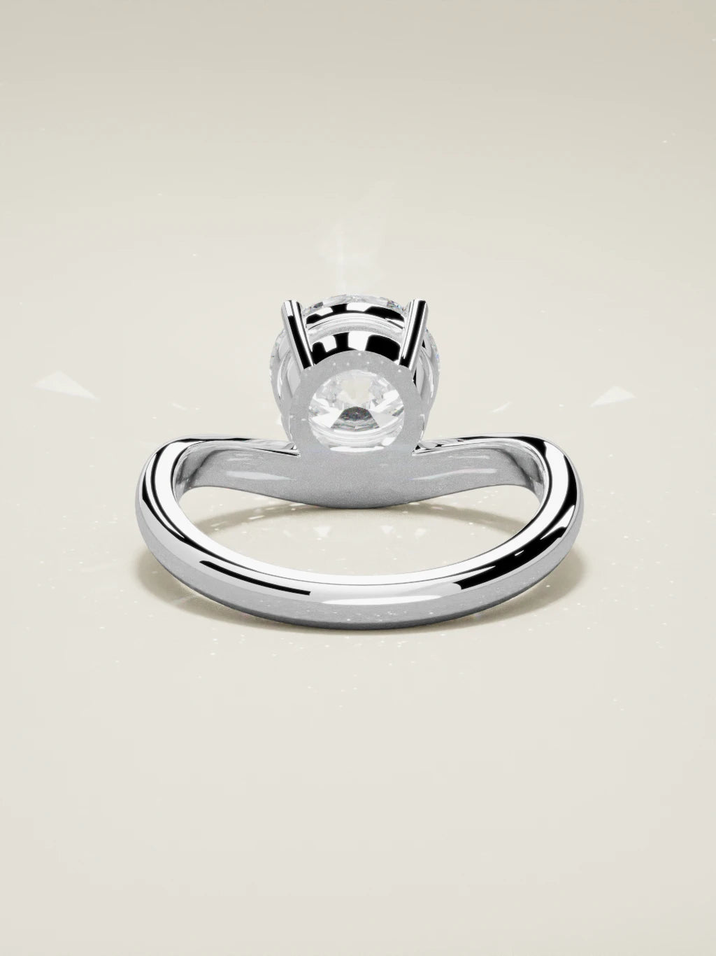 The Arco, solitario con diamante redondo de laboratorio en oro blanco 14K, vista trasera