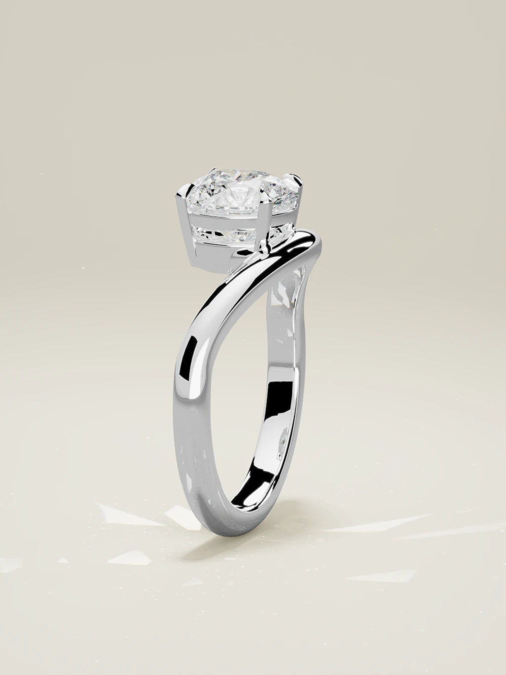 The Arco, solitario con diamante redondo de laboratorio en oro blanco 14K, de pie, vista frontal