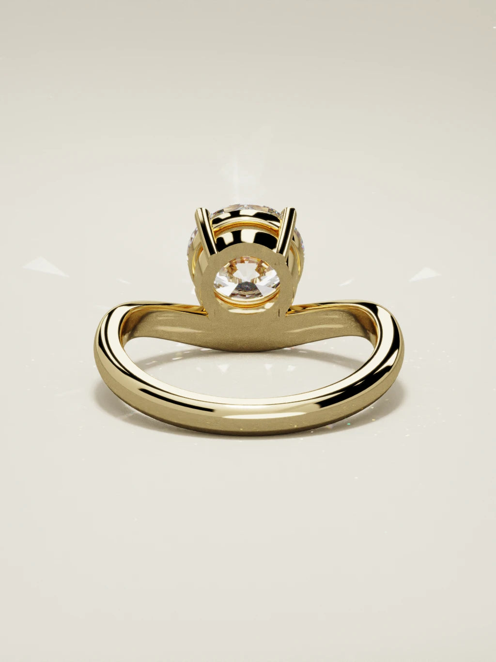 The Arco, solitario con diamante redondo de laboratorio en oro amarillo 14K, vista trasera