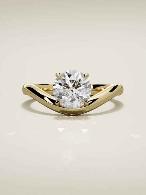 The Arco round lab-grown diamond solitaire in 14K yellow gold, front view
