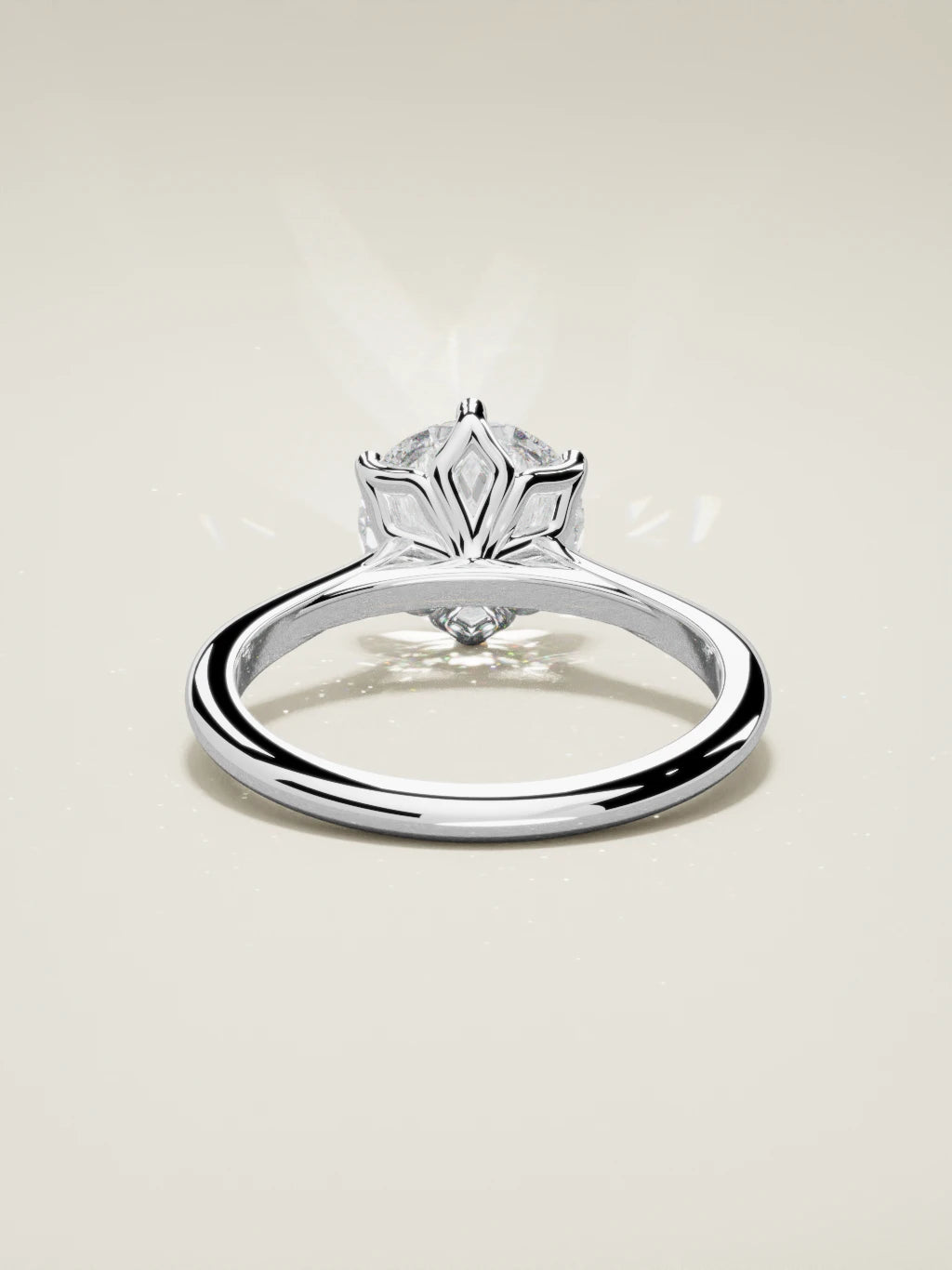 The Azahar, solitario con diamante redondo de laboratorio en oro blanco 14K, vista trasera