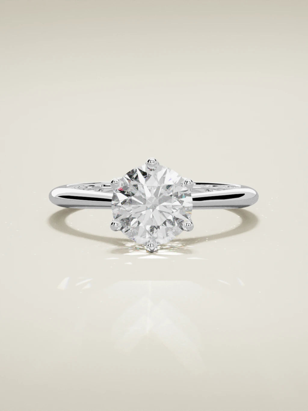 The Azahar, solitario con diamante redondo de laboratorio en oro blanco 14K, vista frontal