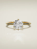 The Azahar, solitario con diamante redondo de laboratorio en oro amarillo 14K, vista frontal